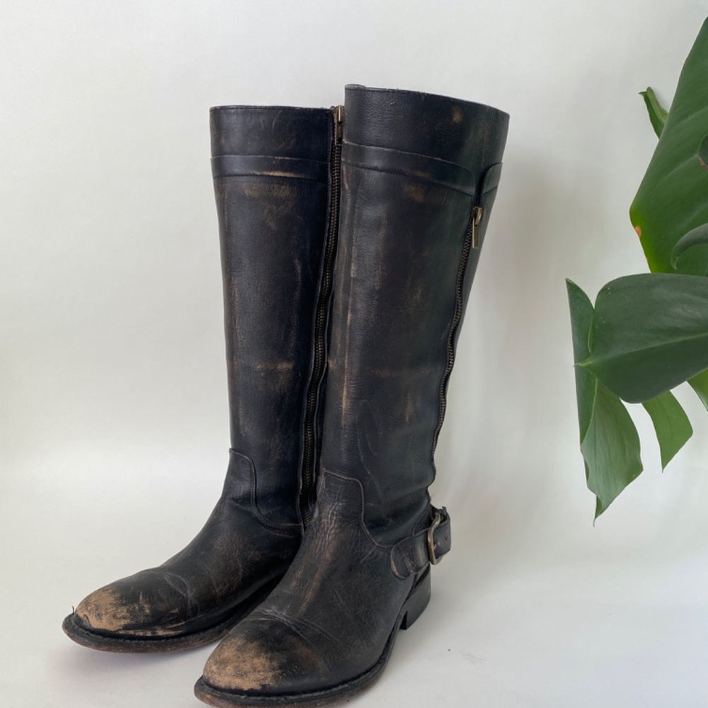 Matisse Distressed Leather Riding Boots - Picture 2 of 11